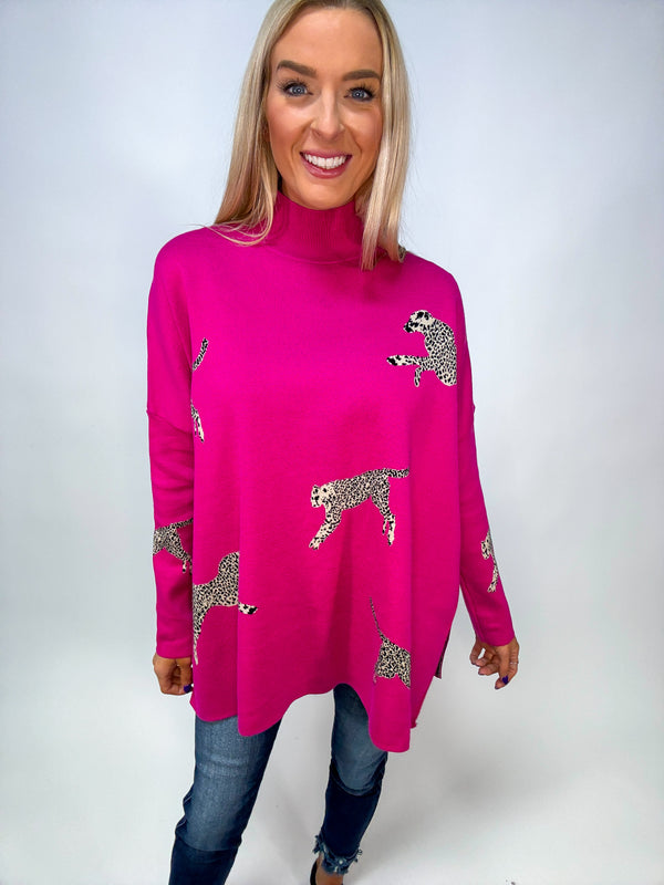 Cheetah Mock Neck Sweater - Various Colors and Plus!