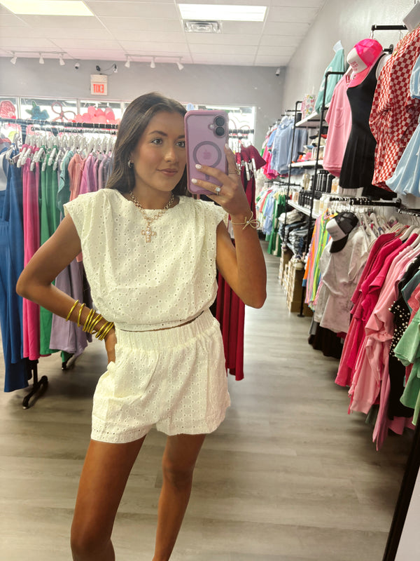 Cream Embroidery Eyelet Sets