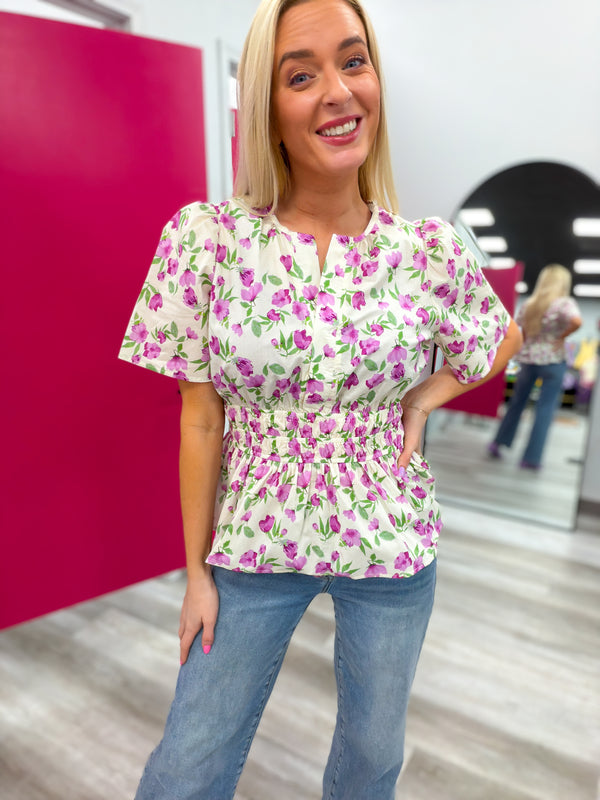 Pretty In Petals Peplum Top