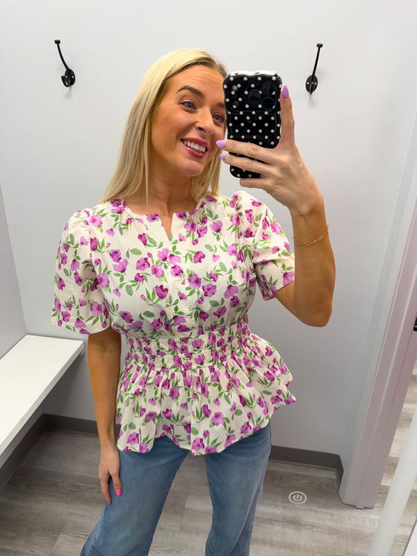 Pretty In Petals Peplum Top