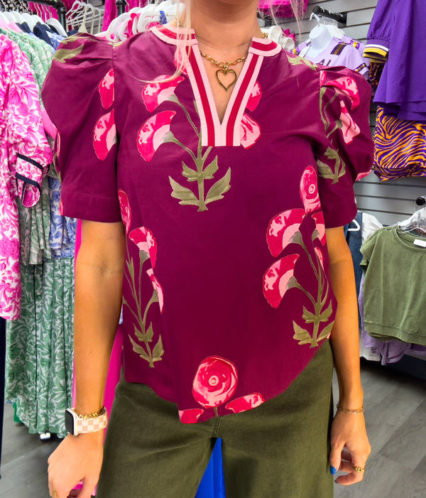 Floral Burgundy Top