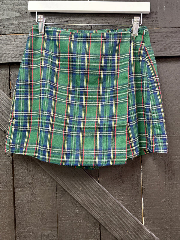 Green Christmas Plaid Skort