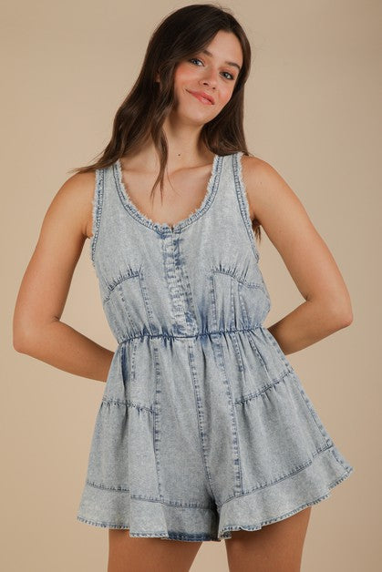 When the Sun Goes Down Denim Romper