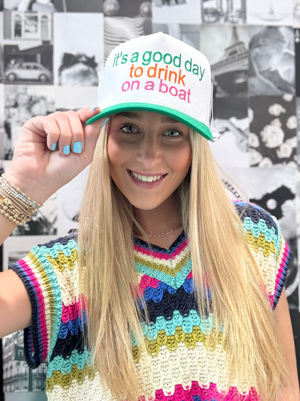 Drink On A Boat Embroidered Trucker Hat