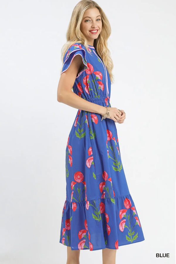 Bloom & Breeze Midi Dress | Blue
