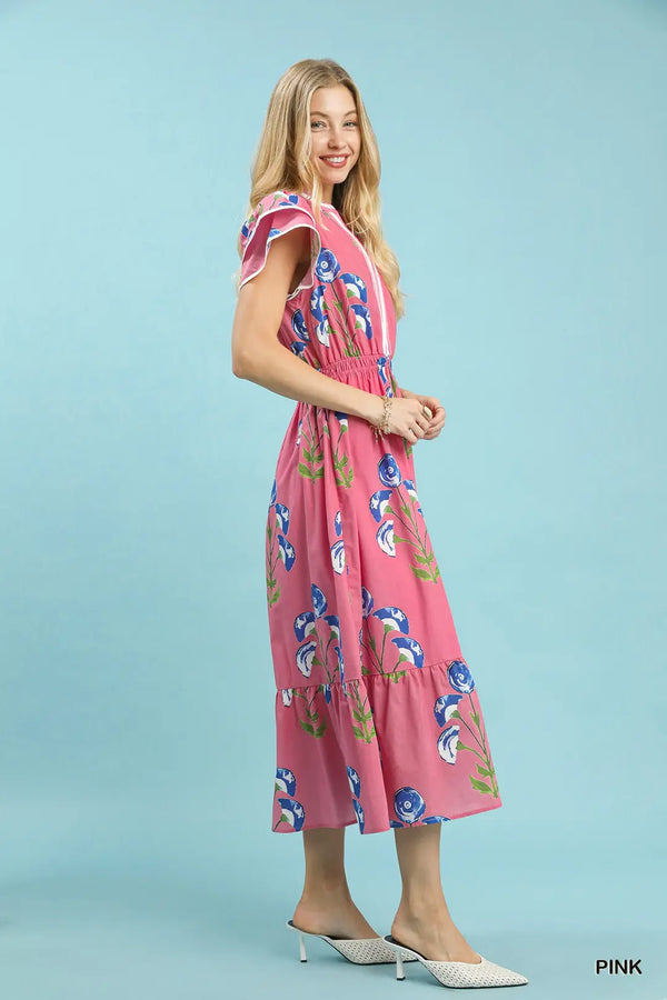 Bloom & Breeze Midi Dress | Pink