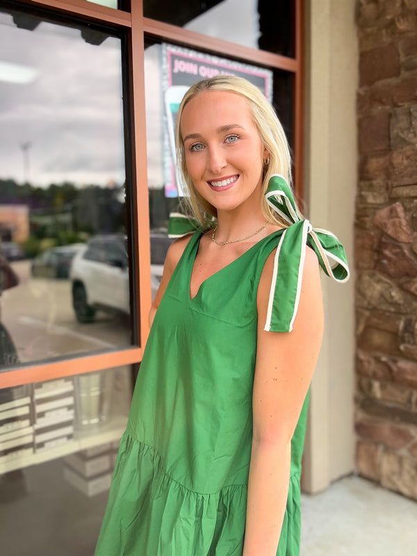 Sweet & Simple V Neck Green Dress | FINAL SALE