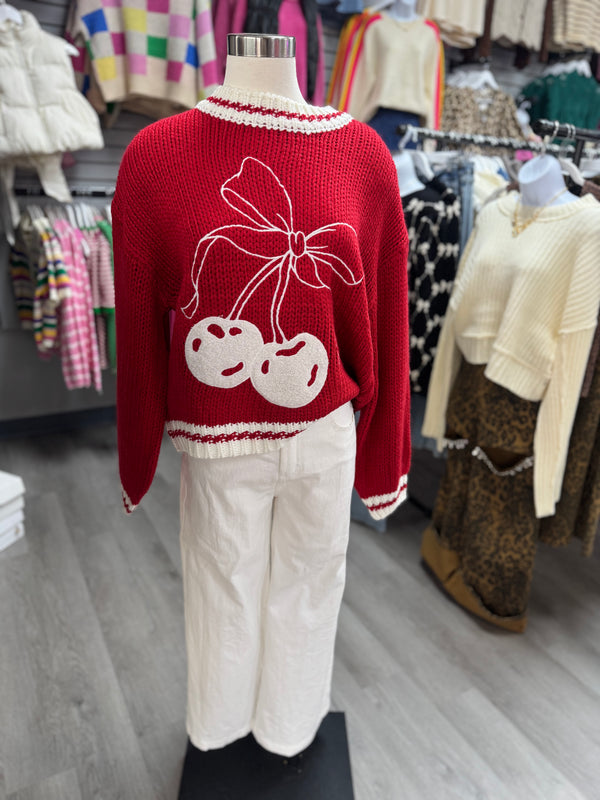 Cherry On Top Sweater - Red