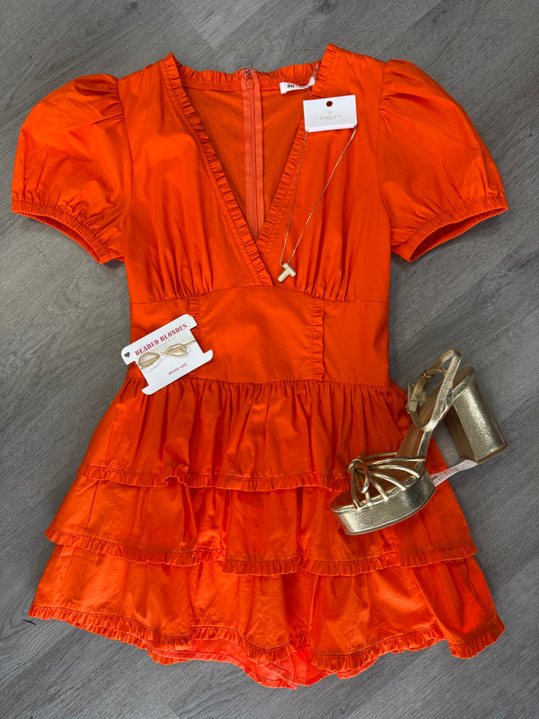 Poplin Tired Mini Dress Romper