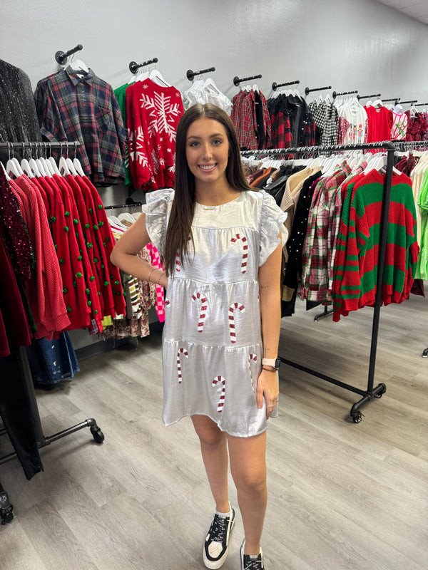 Candy Cane Lane Metallic Dress