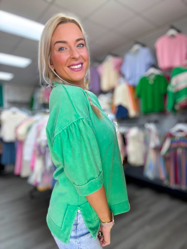Acid Wash Green Top
