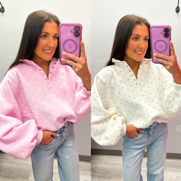 Polka Dot Piper Snap Button Pullover