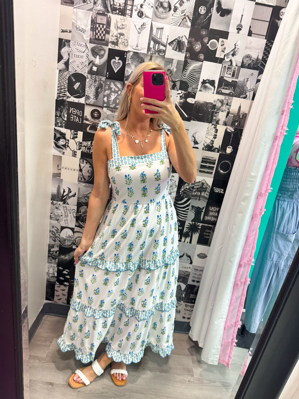 Can I Call You Mine Floral Blue Midi Dress