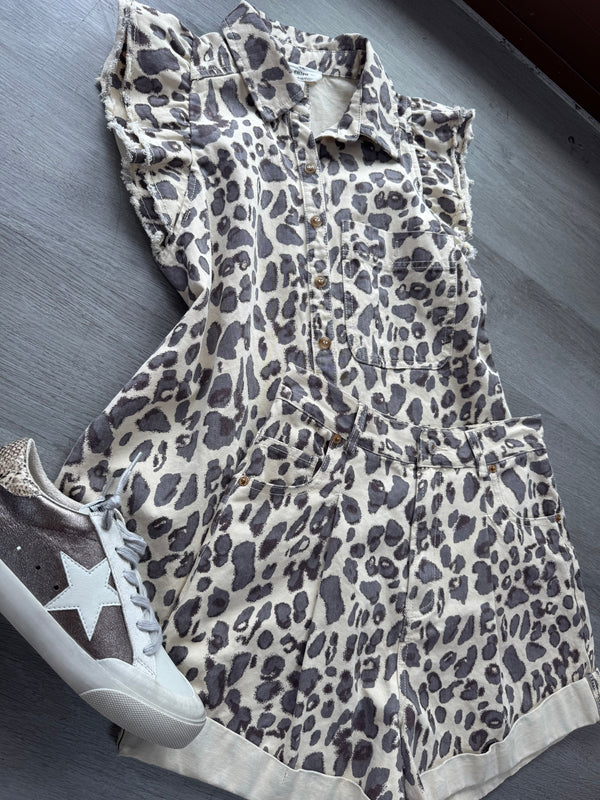 Leopard Denim Shorts