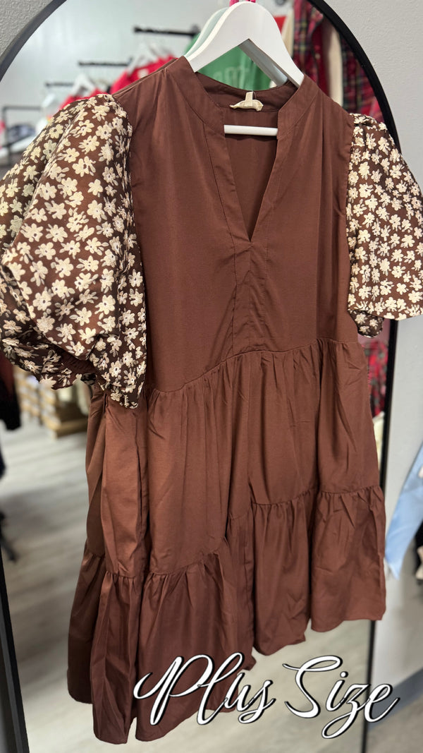 Strolling Through Dress Brown - Plus Size