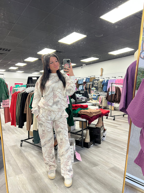 Fleece Camo Sweatpants | White