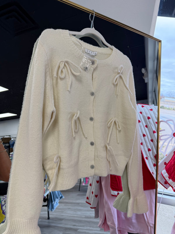 SALE | Bow-Adorned Crewneck Sweater Cardigan | FINAL SALE