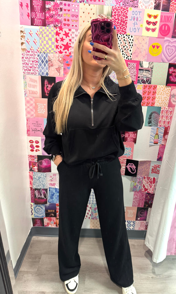 You Found Me - High Neck Half Zip Pocket Sweatshirt