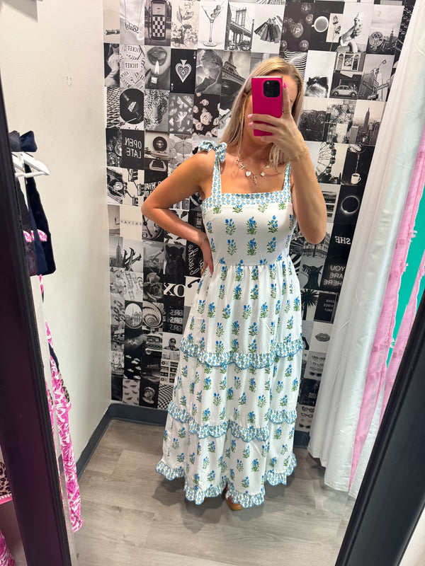 Can I Call You Mine Floral Blue Midi Dress