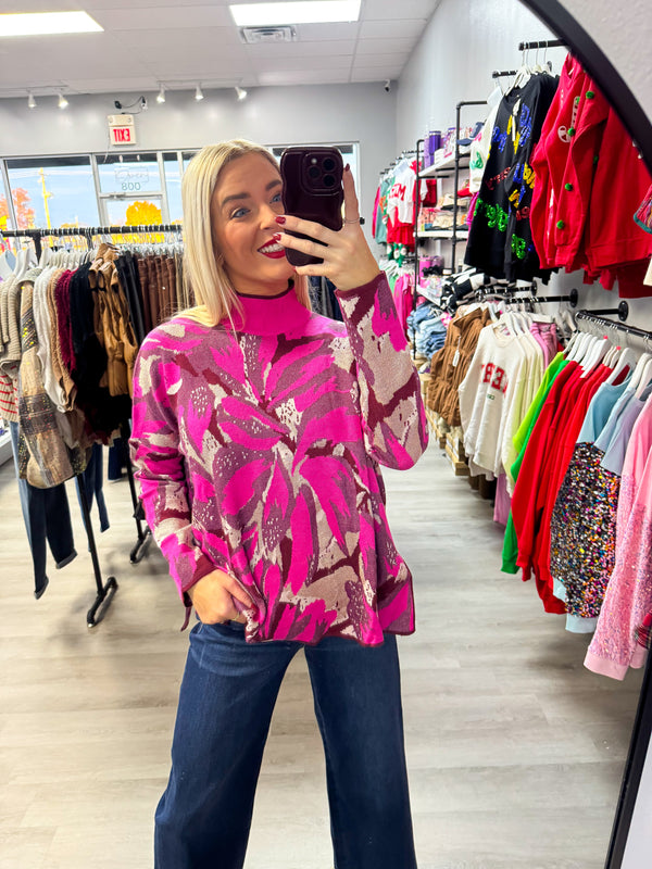 In the Magic of the Season Pink and Gold Metallic Sweater