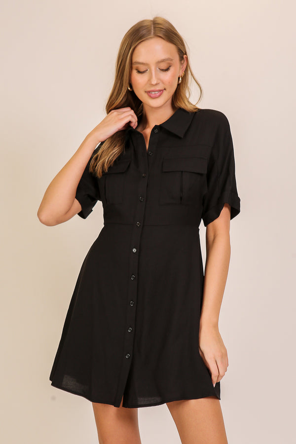 Black Button Down Shirt Dress
