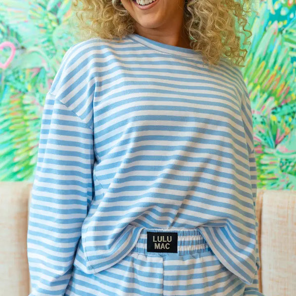 Stripe Longsleeve Top-Light Blue