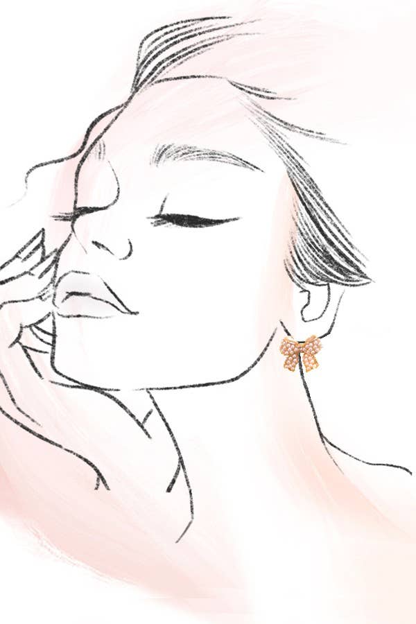 Pearl Bow Gold Studs