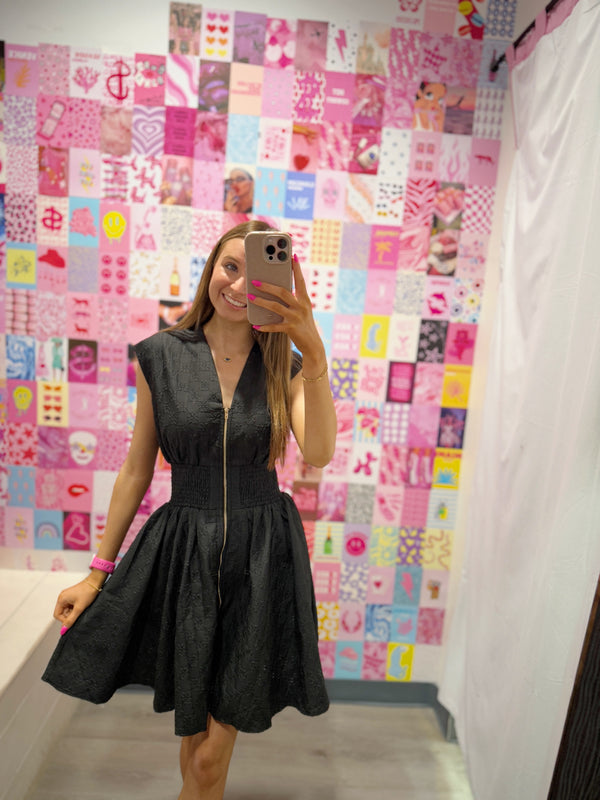 Charmingly Yours Black Zip Dress