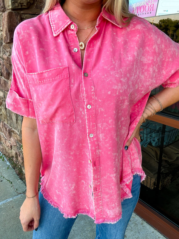Mineral Washed Vintage Button Down Top