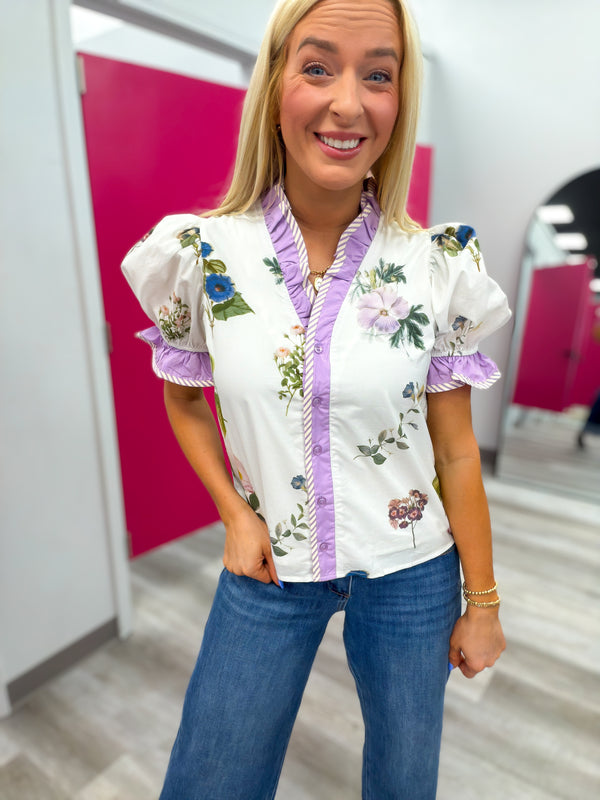 Pressed Petals Blouse- Off White