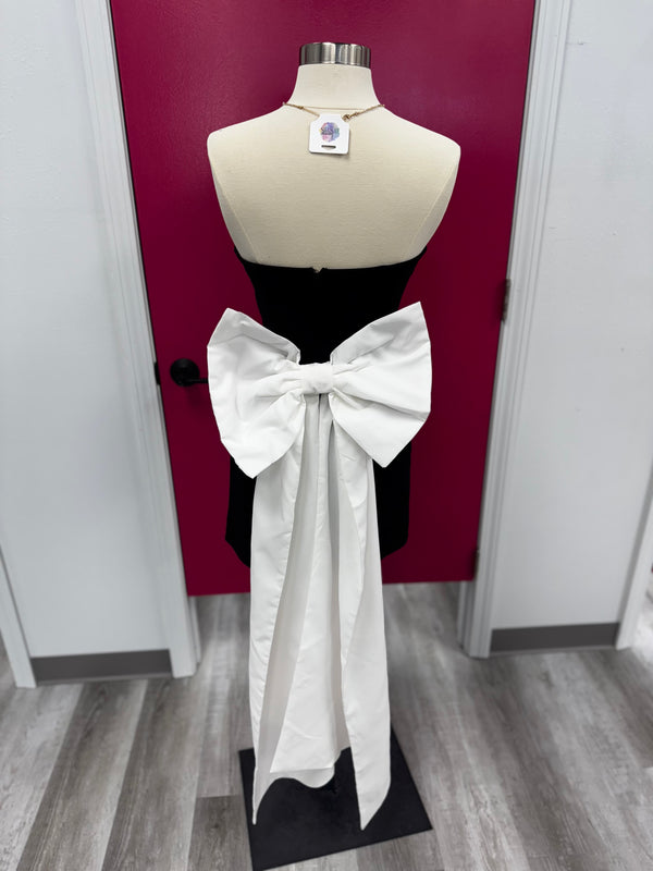 Black Bow Back Mini Dress