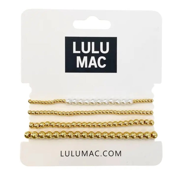 Gold and Pearl Beaded Bracelet Stack | LULU MAC