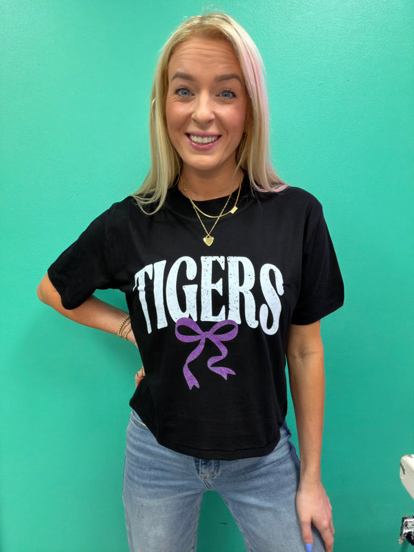 Tigers Bow Graphic Tee Crop Midi