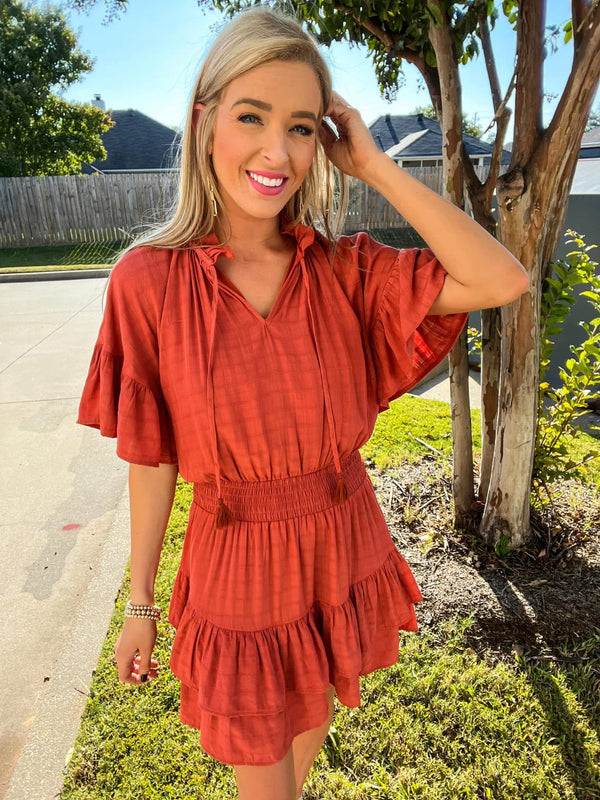 In the Fall Swing Rust Dress
