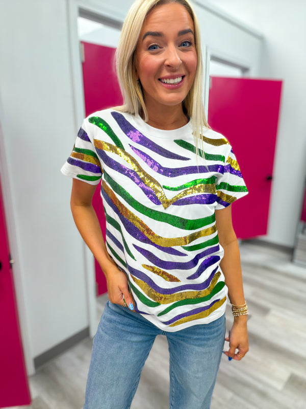 Tiger Stripe Mardi Gras Top