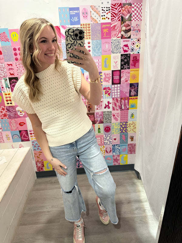 Knit Short Sleeve Sweater