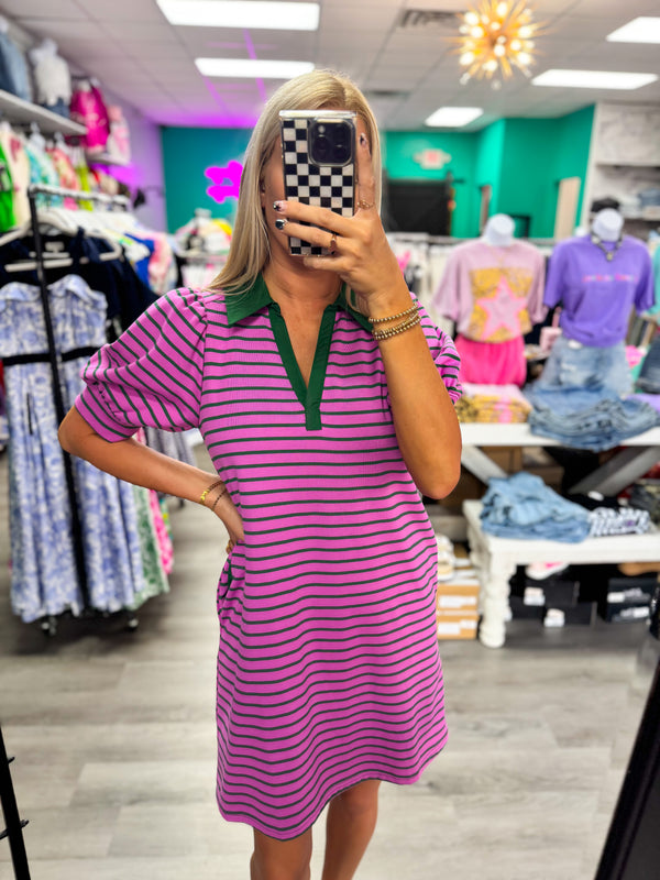 Stripe Dress - Purple