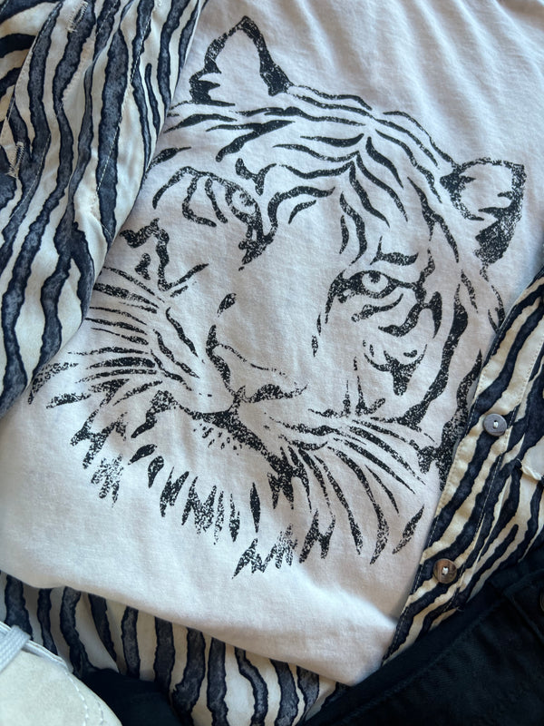 Tiger Mineral Washed Graphic Tee Off White