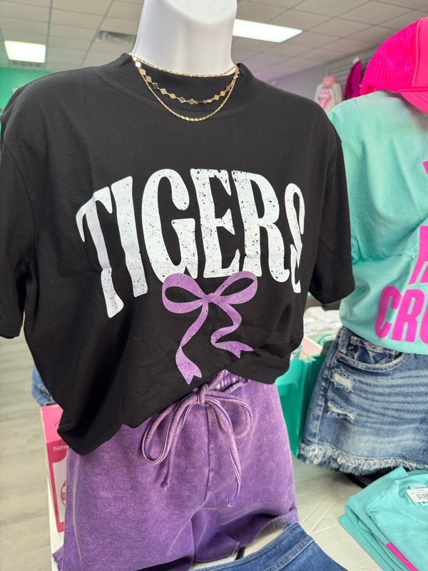 Tigers Bow Graphic Tee Crop Midi