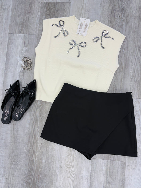 Bow Rhinestone Sweater