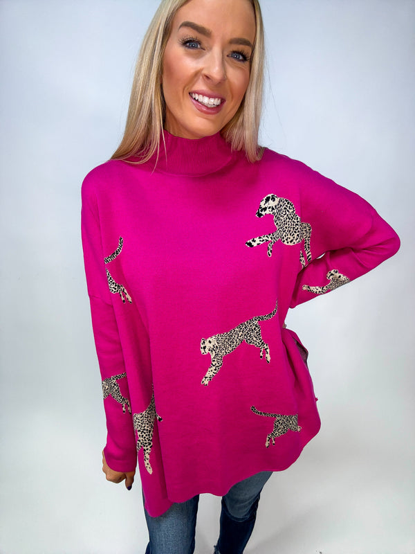 Cheetah Mock Neck Sweater - Various Colors and Plus!