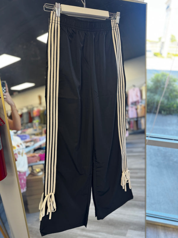 Black Joggers With White Bow Stripe