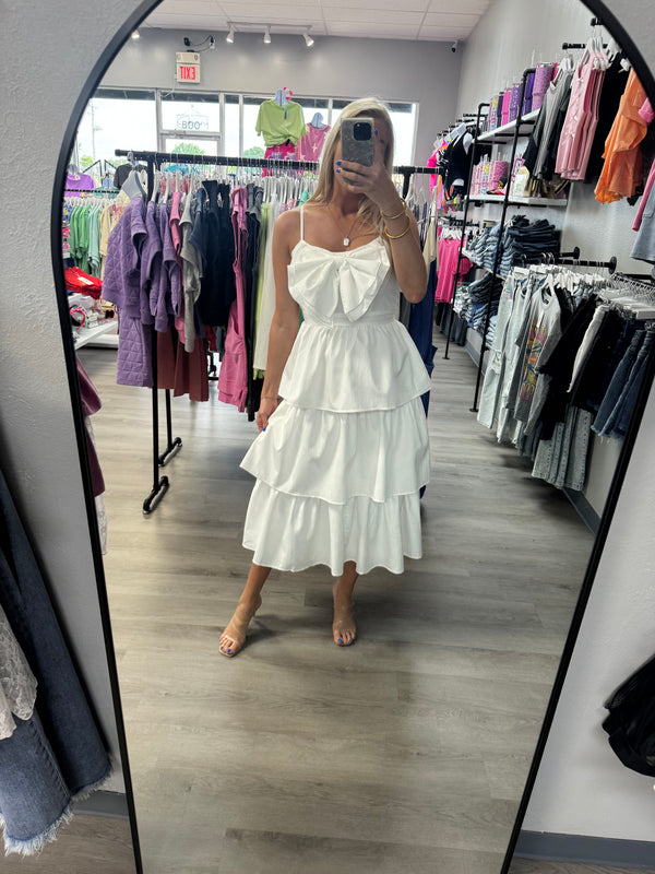 Bow Tiered Midi Dress