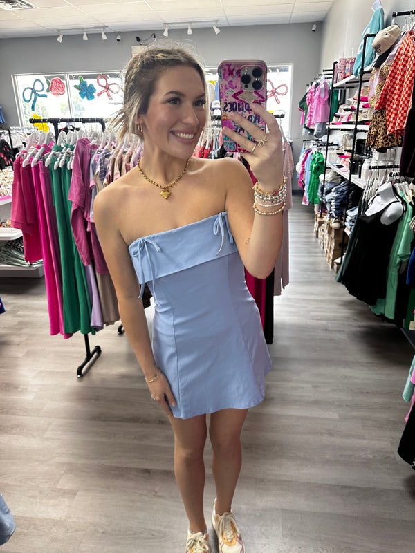 Blue Strapless Dress
