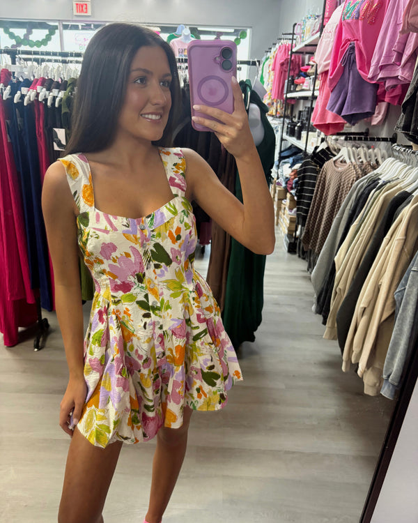 Cream Floral Dress