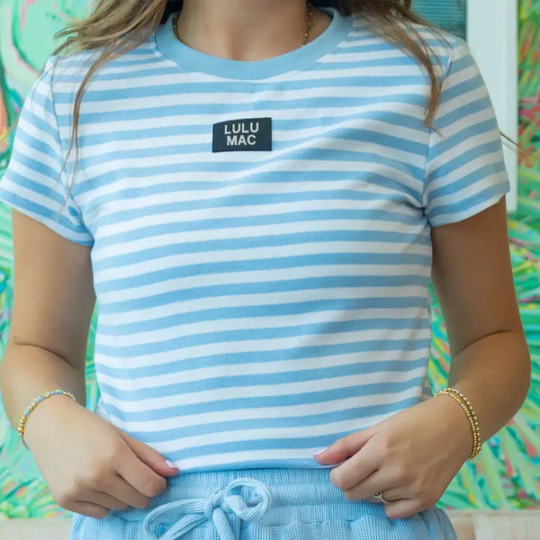 Light Blue Stripe Baby Doll Top | LULU MAC
