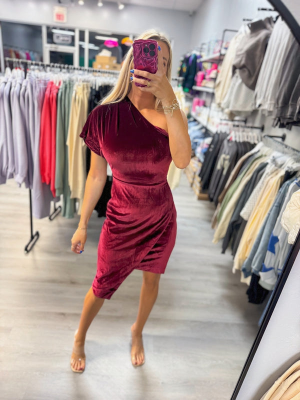 Wine Kisses Velvet Dress | Online Only