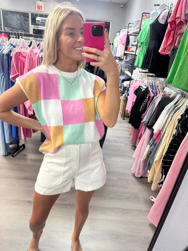 Pastel Checkered Sweater
