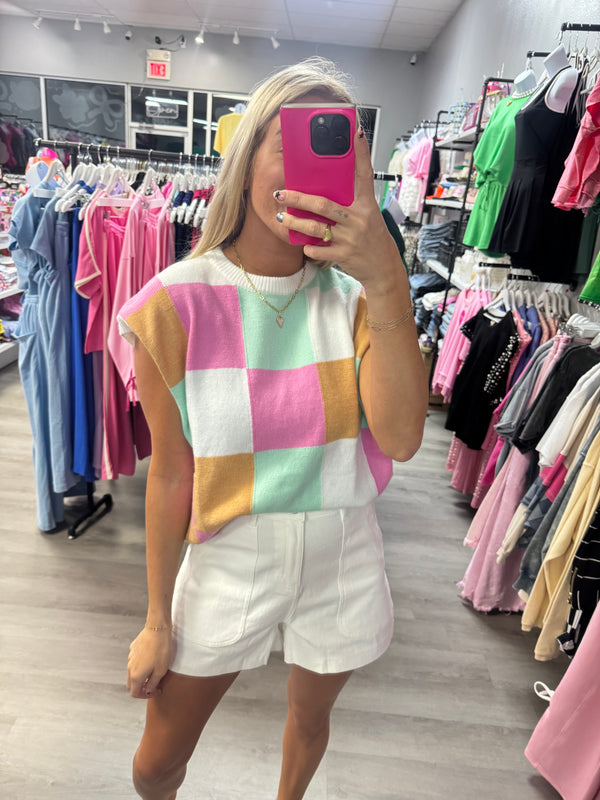 Pastel Checkered Sweater