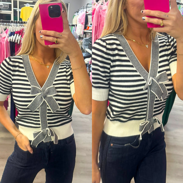 Count My Blessings Spring Stripe Bow Sweater